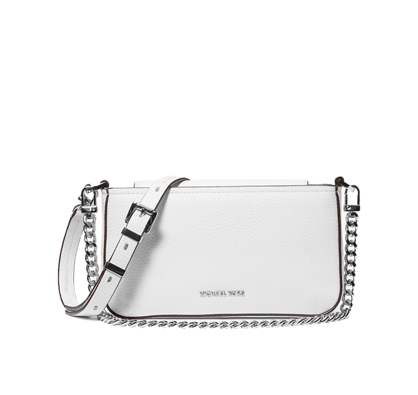 Michael Kors Women's Bryant Small Pebbled Leather Convertible Pochette Bag Optic White