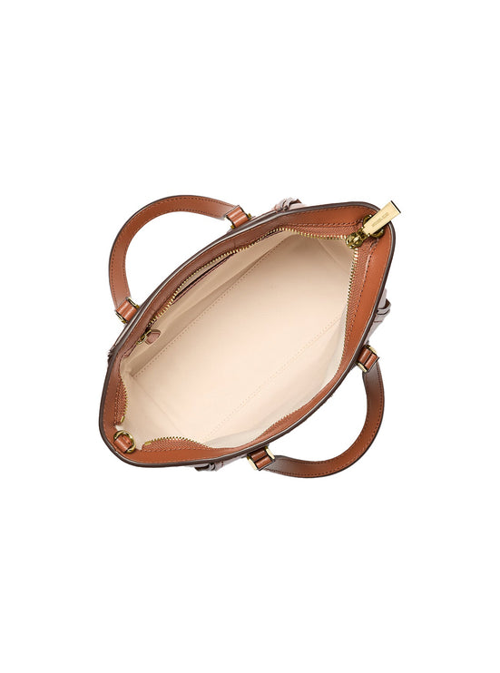 Michael Kors Women's Taryn Small Signature Logo and Leather Convertible Crossbody Bag Brown/Acorn