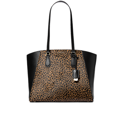 Michael Kors Women's Taryn Large Cheetah Print Calf Hair and Leather Tote Bag Husk Multi