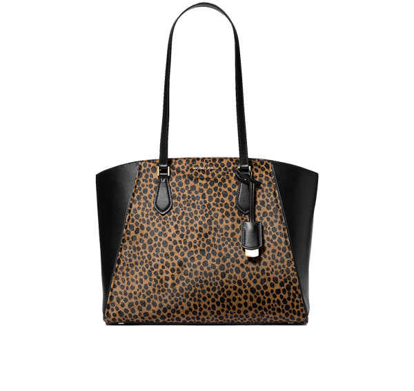 Michael Kors Women's Taryn Large Cheetah Print Calf Hair and Leather Tote Bag Husk Multi