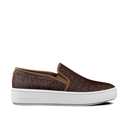 Michael Kors Women's Teddi Signature Logo Slip-On Sneaker Brown/Luggage