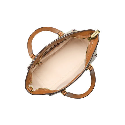 Michael Kors Women's Taryn Small Signature Logo and Leather Convertible Crossbody Bag Vanilla/Acorn