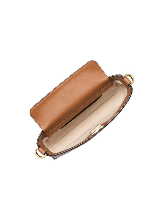 Michael Kors Women's Bryant Small Signature Logo Convertible Pochette Bag Vanilla/Acorn/Gold