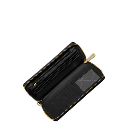 Michael Kors Women's Jet Set Travel Large Pebbled Leather Wristlet Black/Gold