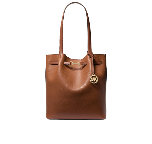 Michael Kors Women's Carson Large Pebbled Leather Tote Bag Luggage/Gold