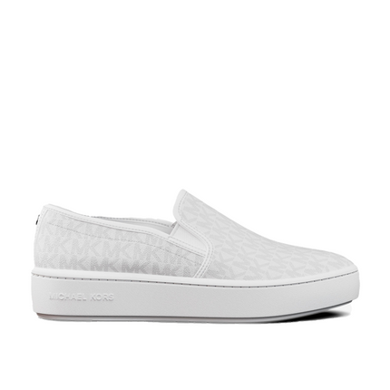 Michael Kors Women's Teddi Signature Logo Slip-On Sneaker Bright White