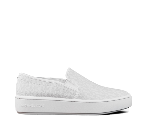 Michael Kors Women's Teddi Signature Logo Slip-On Sneaker Bright White