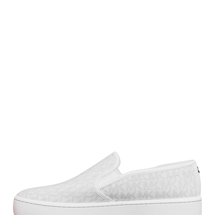 Michael Kors Women's Teddi Signature Logo Slip-On Sneaker Bright White