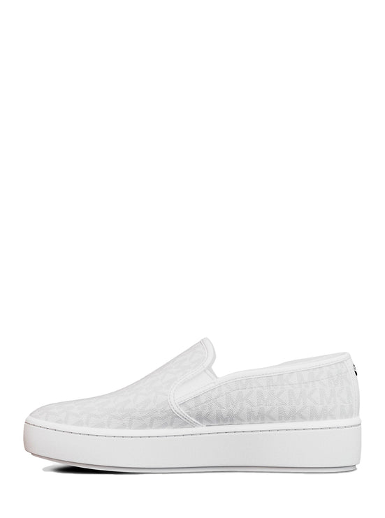 Michael Kors Women's Teddi Signature Logo Slip-On Sneaker Bright White