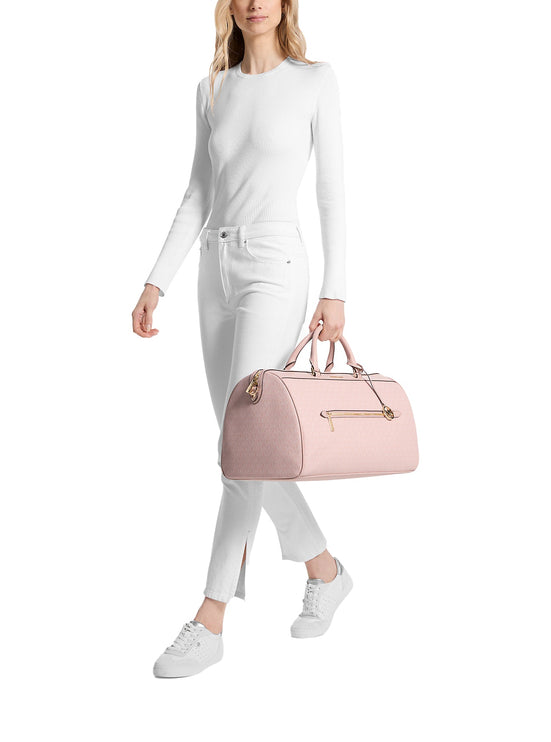 Michael Kors Women's Jet Set Travel Extra-Large Signature Logo Duffel Bag Light Powder Blush