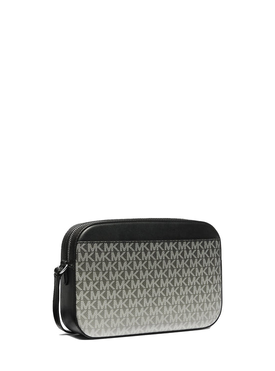 Michael Kors Women's Jet Set Large Ombré Signature Logo Crossbody Body Black/Silver