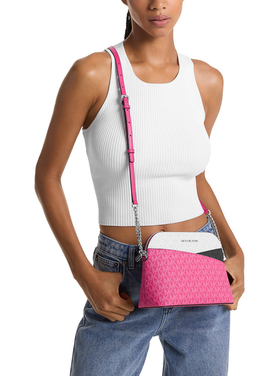 Michael Kors Women's Jet Set Travel Medium Signature Logo Color Block Dome Crossbody Bag Dragondruit Multi