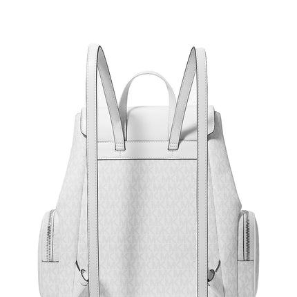 Michael Kors Women's Jet Set Large Signature Logo Backpack Optic White