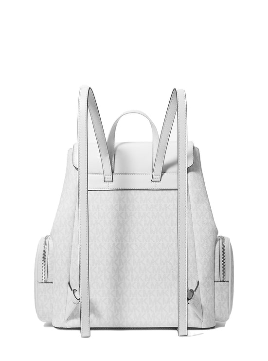Michael Kors Women's Jet Set Large Signature Logo Backpack Optic White