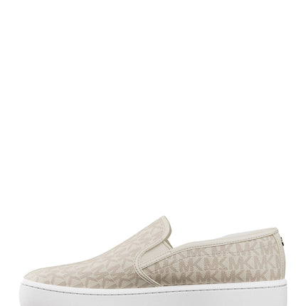 Michael Kors Women's Teddi Signature Logo Slip-On Sneaker Vanilla/Cream