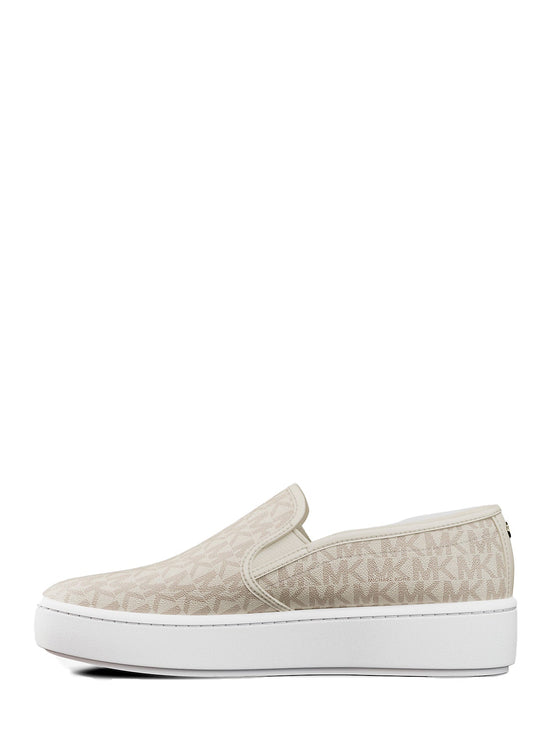 Michael Kors Women's Teddi Signature Logo Slip-On Sneaker Vanilla/Cream