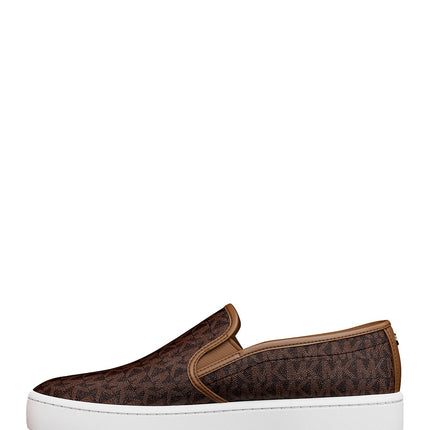 Michael Kors Women's Teddi Signature Logo Slip-On Sneaker Brown/Luggage