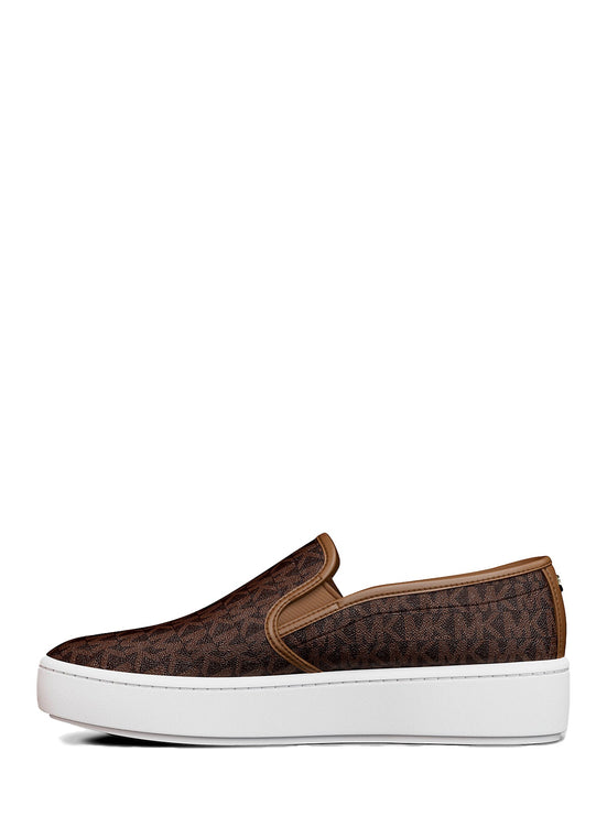 Michael Kors Women's Teddi Signature Logo Slip-On Sneaker Brown/Luggage