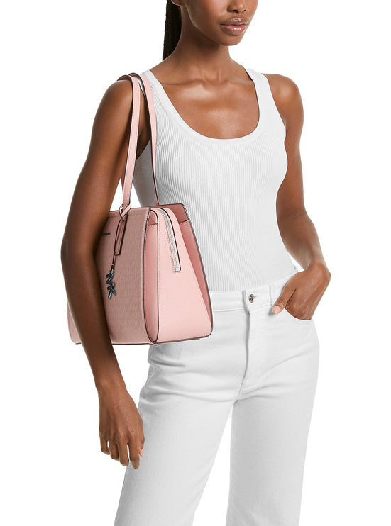 Michael Kors Women's Laila Medium Signature Logo Tote Bag Smokey Rose