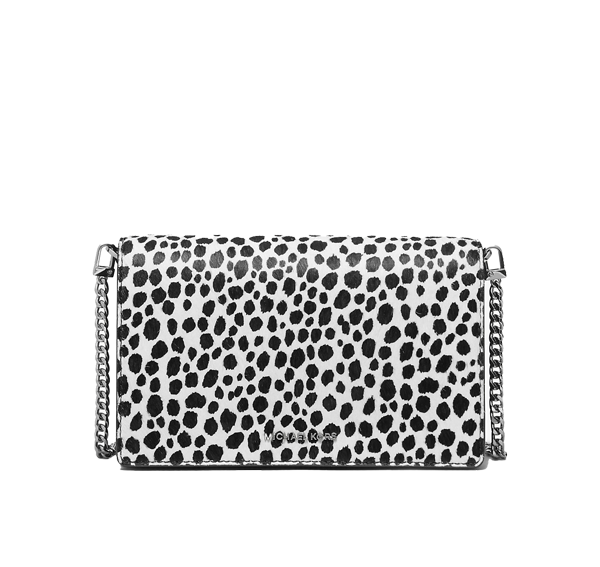 Michael Kors Women's Jet Set Medium Cheetah Print Calf Hair Crossbody Bag Black Combo