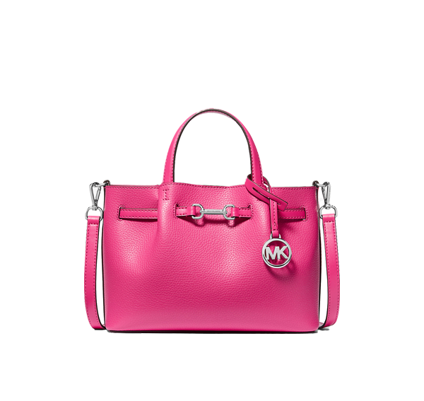 Michael Kors Women's Carson Small Pebbled Leather Satchel Bag Dragonfruit
