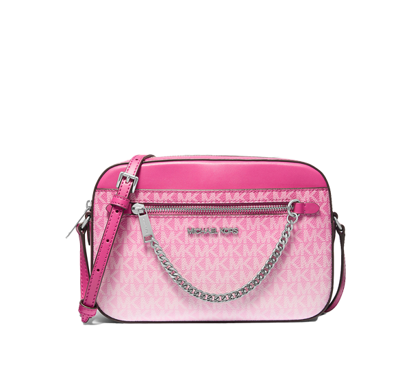 Michael Kors Women's Jet Set Large Ombré Signature Logo Crossbody Body Dragonfruit/Silver