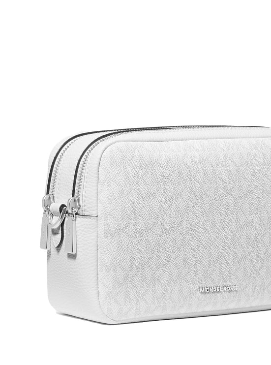 Michael Kors Women's Bryant Medium Signature Logo Camera Crossbody Bag Optic/Allum