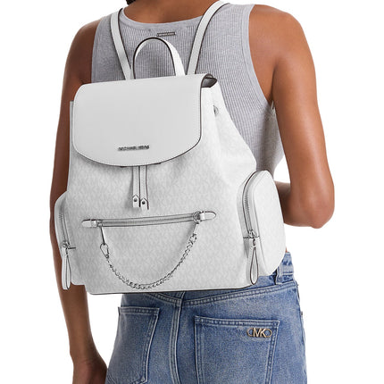 Michael Kors Women's Jet Set Large Signature Logo Backpack Optic White