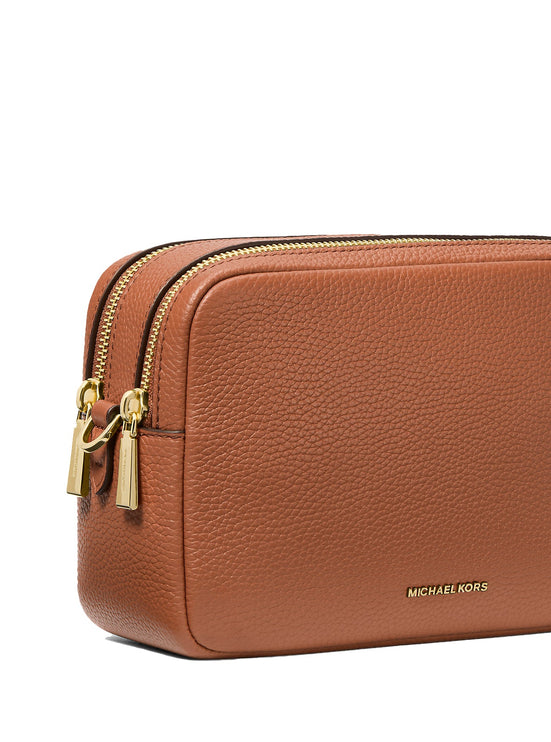 Michael Kors Women's Bryant Medium Pebbled Leather Camera Crossbody Bag Luggage/Gold