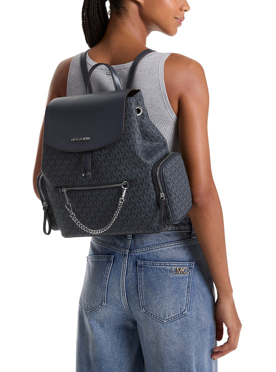 Michael Kors Women's Jet Set Large Signature Logo Backpack Admiral