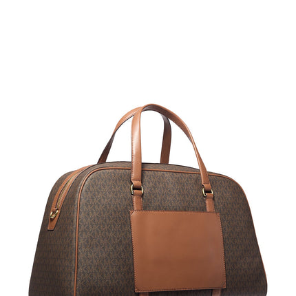 Michael Kors Women's Jet Set Travel Extra-Large Signature Logo Weekender Bag Brown/Gold