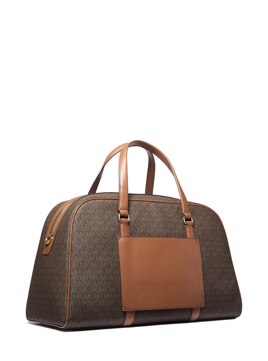 Michael Kors Women's Jet Set Travel Extra-Large Signature Logo Weekender Bag Brown/Gold