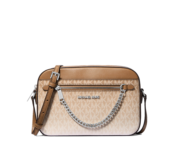 Michael Kors Women's Jet Set Large Ombré Signature Logo Crossbody Body Husk/Silver