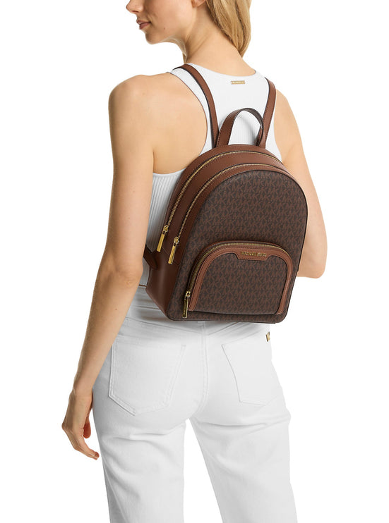 Michael Kors Women's Jaycee Medium Logo Backpack Brown/Gold