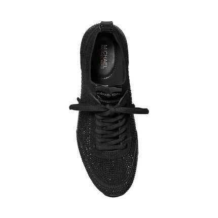 Michael Kors Women's Jenkins Crystal Embellished Stretch Knit Trainer Black