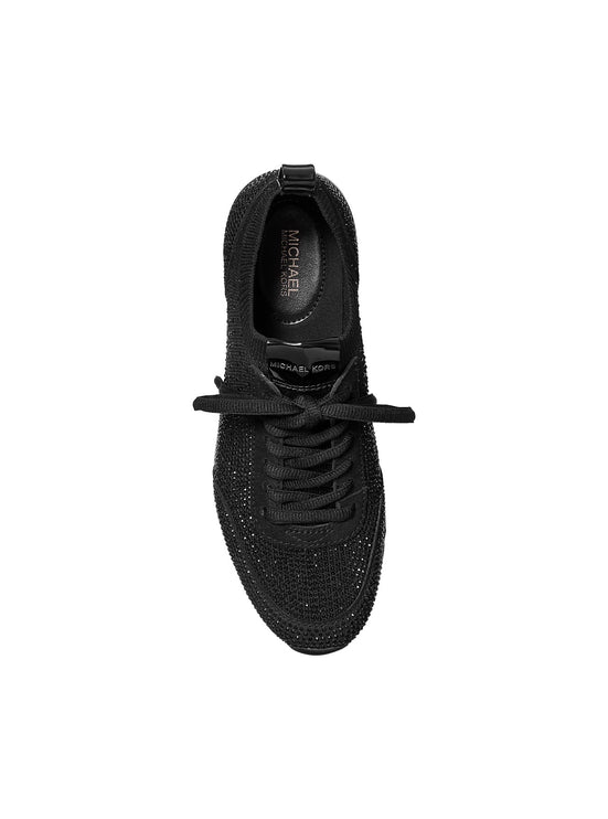 Michael Kors Women's Jenkins Crystal Embellished Stretch Knit Trainer Black