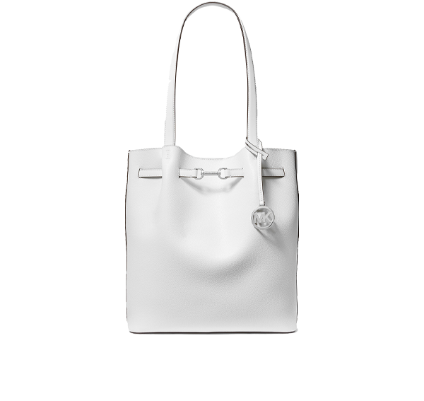 Michael Kors Women's Carson Large Pebbled Leather Tote Bag Optic White