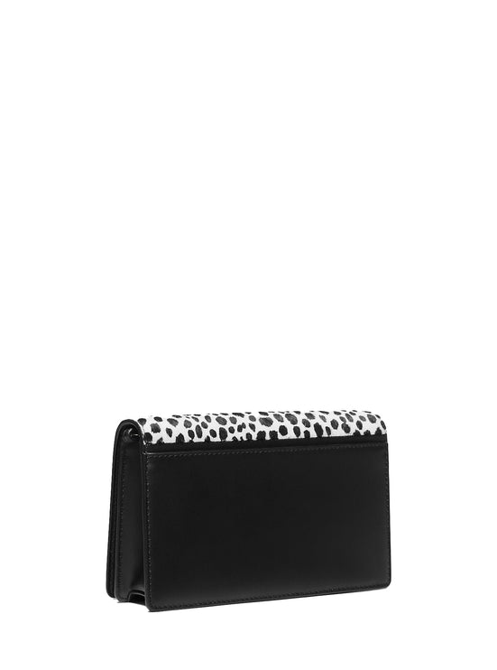 Michael Kors Women's Jet Set Medium Cheetah Print Calf Hair Crossbody Bag Black Combo