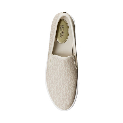 Michael Kors Women's Teddi Signature Logo Slip-On Sneaker Vanilla/Cream