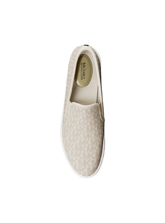 Michael Kors Women's Teddi Signature Logo Slip-On Sneaker Vanilla/Cream