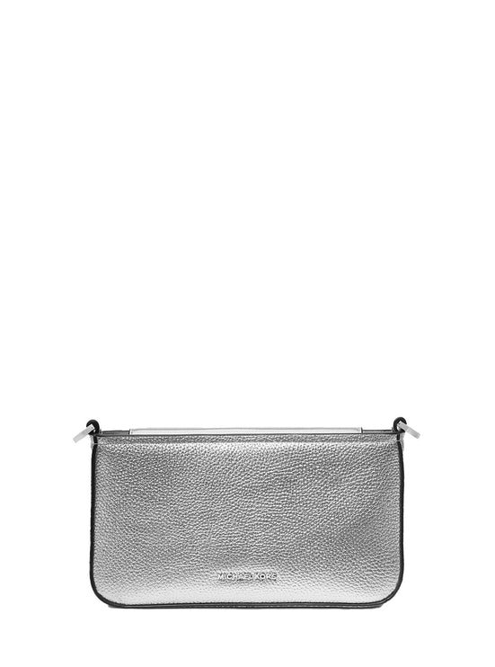 Michael Kors Women's Bryant Small Metallic Leather Convertible Pochette Bag Silver