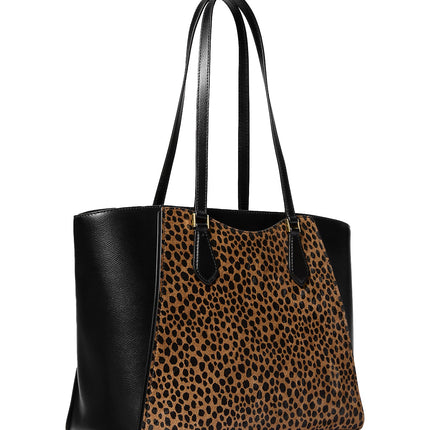 Michael Kors Women's Taryn Large Cheetah Print Calf Hair and Leather Tote Bag Husk Multi