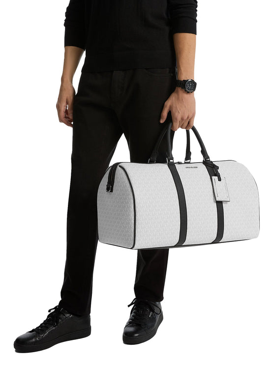Michael Kors Unisex Harrison Logo Weekender Bag Bright White