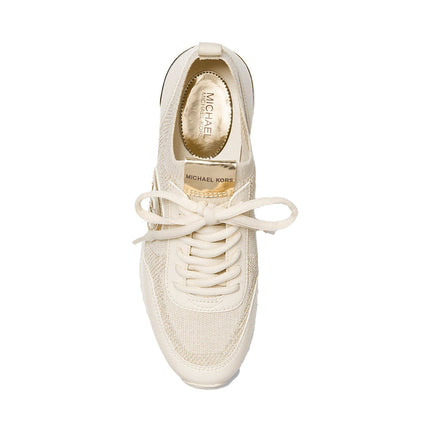 Michael Kors Women's Jenkins Metallic Stretch Knit Trainer Pale Gold