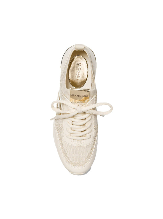 Michael Kors Women's Jenkins Metallic Stretch Knit Trainer Pale Gold