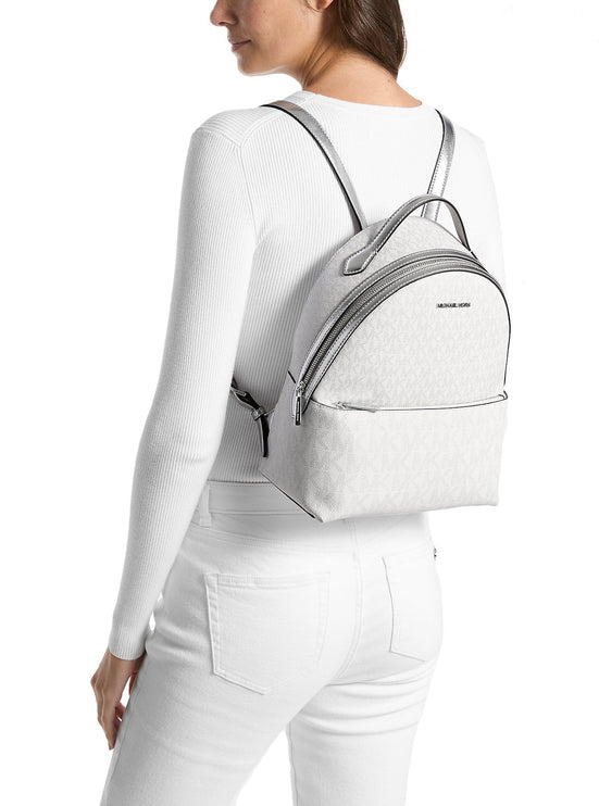Michael Kors Women's Sheila Medium Logo Backpack Silver