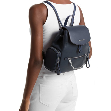 Michael Kors Women's Jet Set Medium Pebbled Leather Backpack Navy