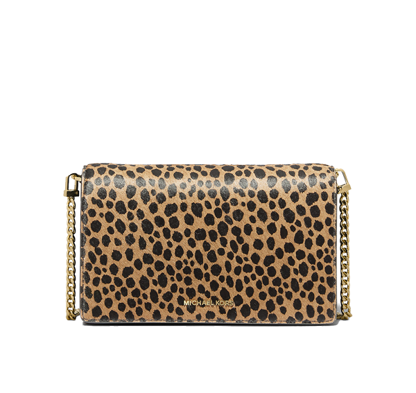 Michael Kors Women's Jet Set Medium Cheetah Print Calf Hair Crossbody Bag Husk Multi