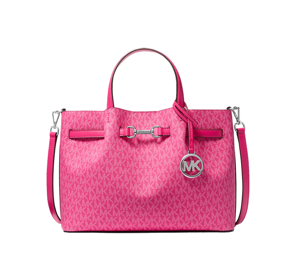 Michael Kors Women's Carson Medium Signature Logo Satchel Bag Dragonfruit