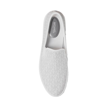 Michael Kors Women's Teddi Signature Logo Slip-On Sneaker Bright White